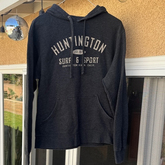 Huntington Surf & Sport Tops - Huntington Surf & Sport Charcoal Gray Pullover Graphic Hoodie Size Medium